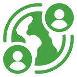 Green globe with two user icons.